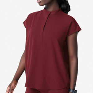 FIGS Womens Burgundy Rafaela Scrub Top